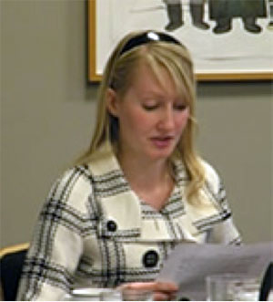 Laura Colee, the first alumna of the Leopold Fellowship program, reports on her research findings at the Fall 2008 quarter meeting